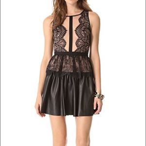 BCBG leather and lace mini dress.